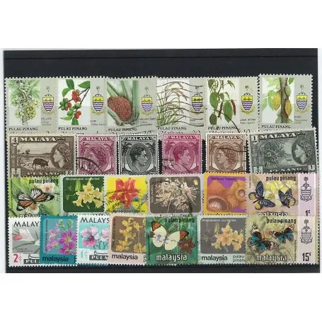Collection de timbres Penang oblitérés Livraison Express