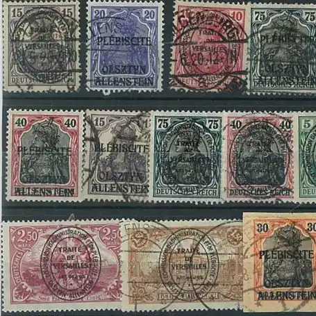 Collection de timbres Allenstein oblitérés Prix Cassé