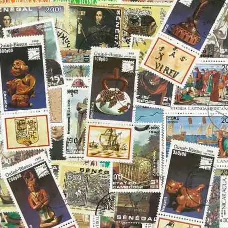 Collection de timbres Christophe Colomb oblitérés Marque