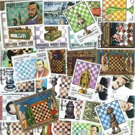 Collection de timbres Echecs oblitérés Retour Gratuit