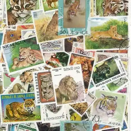 Collection de timbres Felins oblitérés Bon Marché