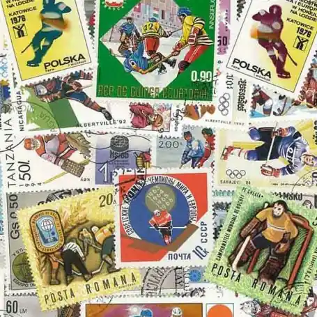 Collection de timbres Hockey/Glace oblitérés Remise
