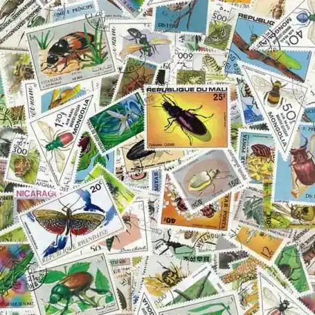 Authentique Collection de timbres Insectes oblitérés