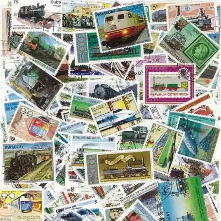 Réduction Collection de timbres Locomotives oblitérés