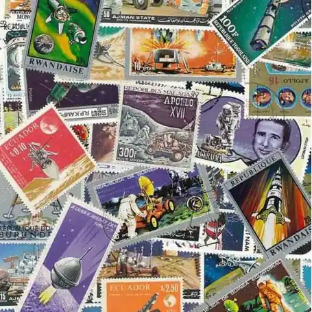 Retour Gratuit Collection de timbres Lune oblitérés