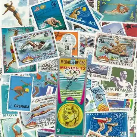 Livraison Gratuite Collection de timbres Natation oblitérés