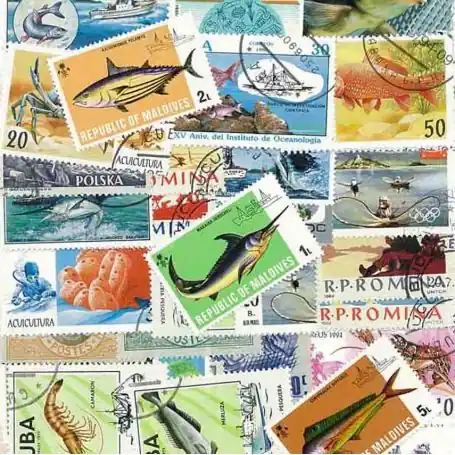 Collection de timbres Peche oblitérés Marque