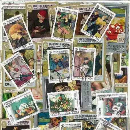 Réduction Collection de timbres Peintres Francais oblitérés