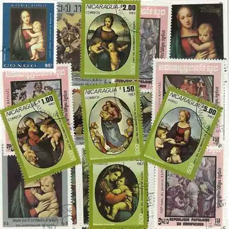 Collection de timbres Raphael oblitérés Authentique
