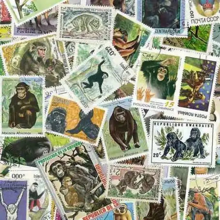 Collection de timbres Singes oblitérés Commande En Gros