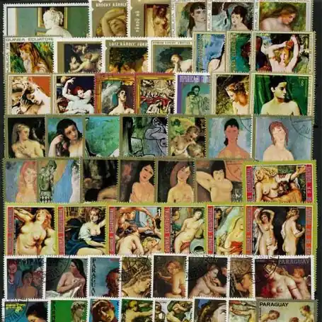 Prix Réduit Collection de timbres Tableaux De Nus oblitérés