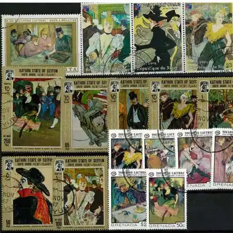 Offre Limitée Collection de timbres Toulouse Lautrec oblitérés