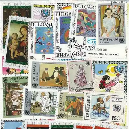 Collection de timbres Unicef oblitérés Artisanat