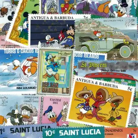 Collection de timbres Walt Disney Donald oblitérés Livraison Gratuite