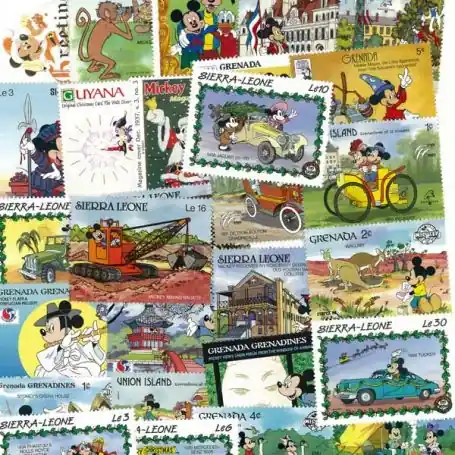 Collection de timbres Walt Disney Mickey oblitérés Dernier Modèle