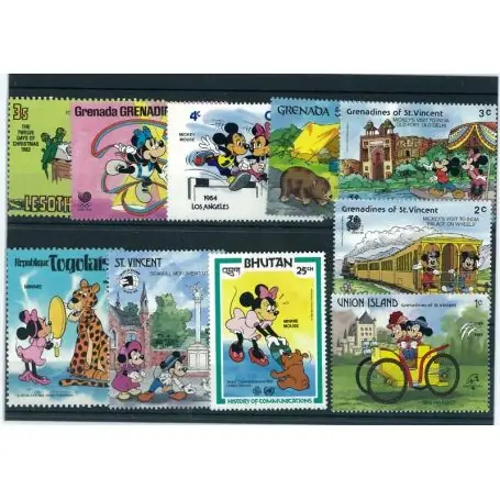 Expédition Rapide Collection de timbres Walt Disney Minnie oblitérés