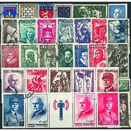 Nouvelle Collection Timbres France 1943 en année complète oblitérée