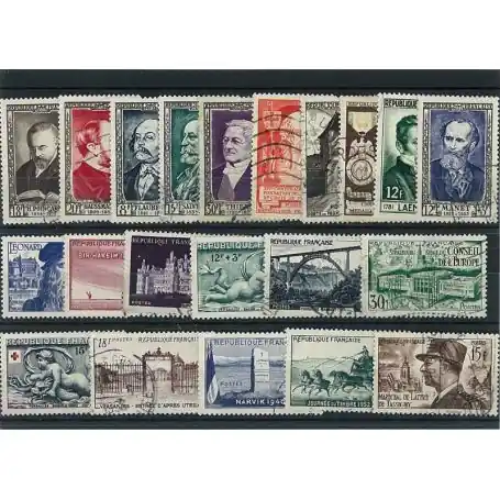 Réduction Timbres France 1952 en année complète oblitérée