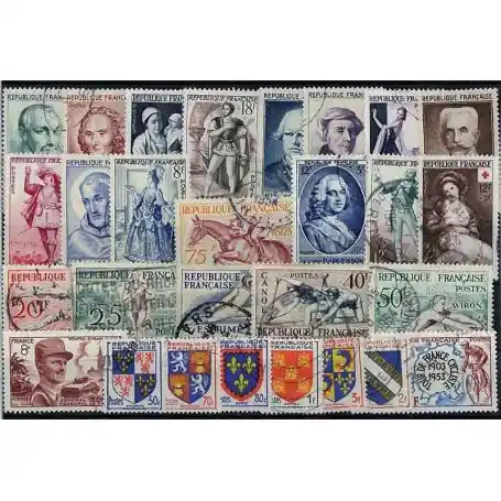 Timbres France 1953 en année complète oblitérée Prix Bas