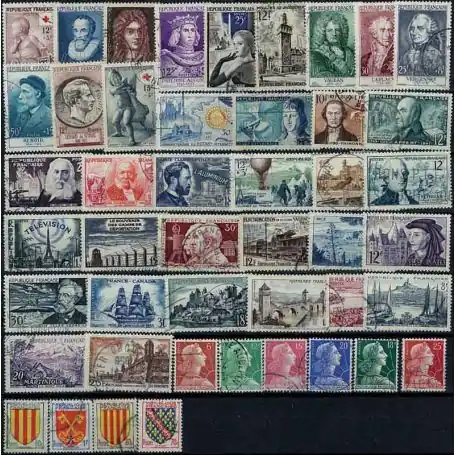 Remise Timbres France 1955 en année complète oblitérée