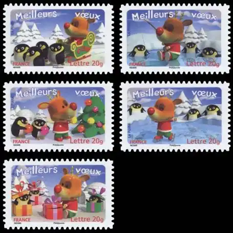 Timbres France Série N° 3986/90 neuf sans charnière Fait Main