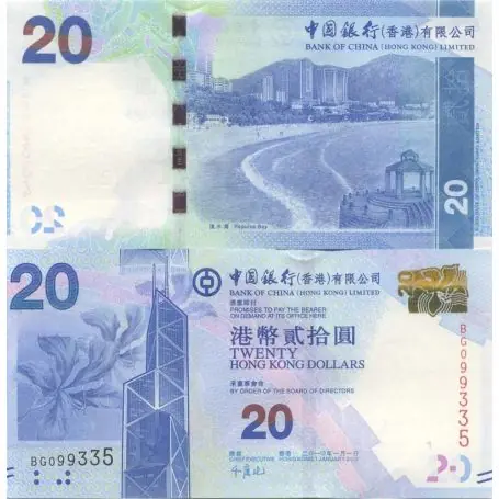 Billets banque Hong Kong Pk N° 341NEW 20 - 20 Dollars Dernier Modèle