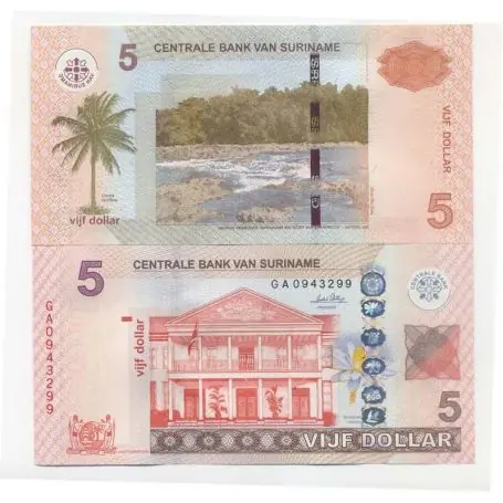 Livraison Gratuite Billets collection Surinam Pk N° 162 - 5 Dollars