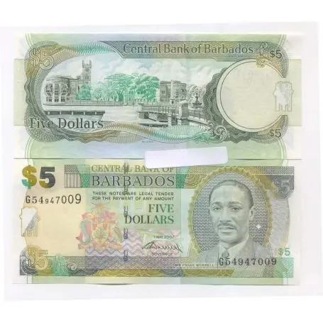 Top Vente Billet de banque Barbade Pk N° 67 - 5 Dollars