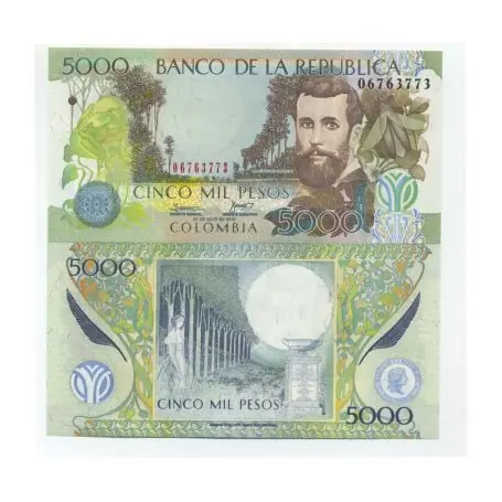 Billets banque Colombie Pk N° 452 - 5000 Pesos Usine Directe