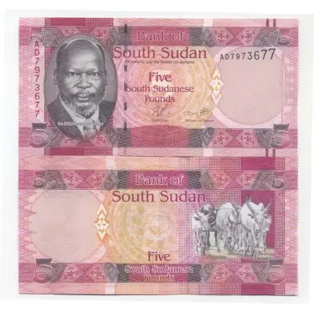 Billets de banque Soudan du Sud Pk N° 6 - 5 Pounds Meilleur Choix