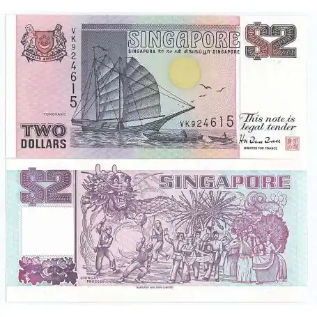 Top Qualité Billets banque Singapour Pk N° 34 - 2 Dollar