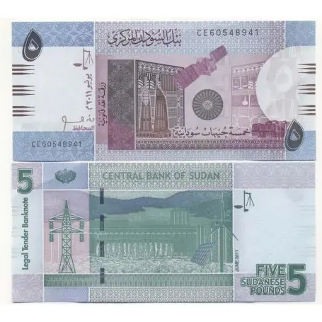 Billet de collection Soudan Pk N° 72 - 5 Pounds Livraison Gratuite