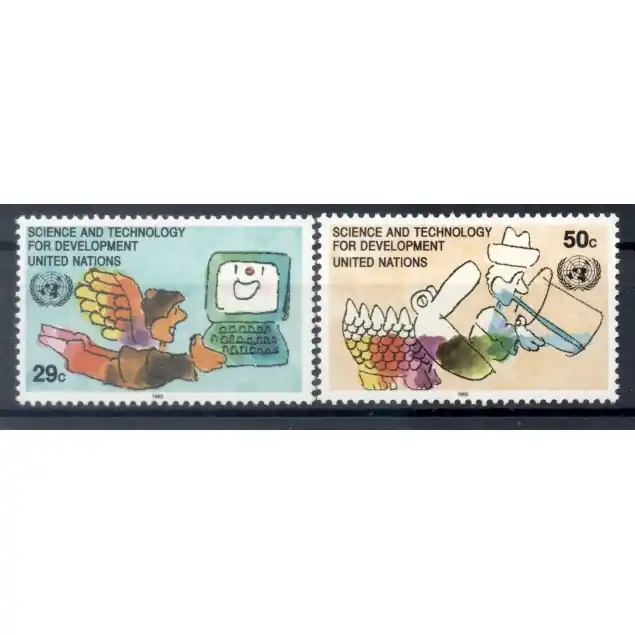 Nations Unies New York 1992 - Y & T n. 615/16 - Science et Technique au service du développement (Michel n. 635/36) Soldes