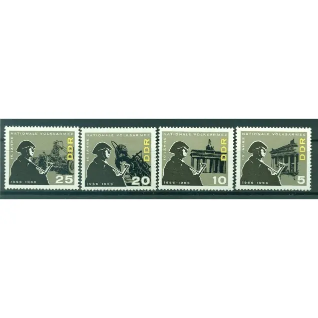 Allemagne - RDA 1966 - Y & T n. 860/63 - Armée populaire (Michel n. 1161/64) Expédié Aujourd’hui