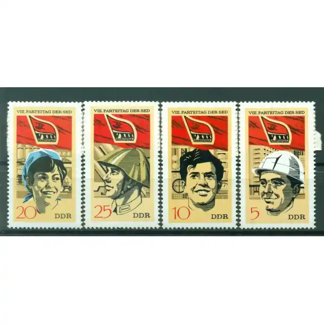 Allemagne - RDA 1971 - Y & T n. 1365/67-69 - Parti socialiste unifié d'Allemagne (Michel n. 1675/78) Commander Maintenant