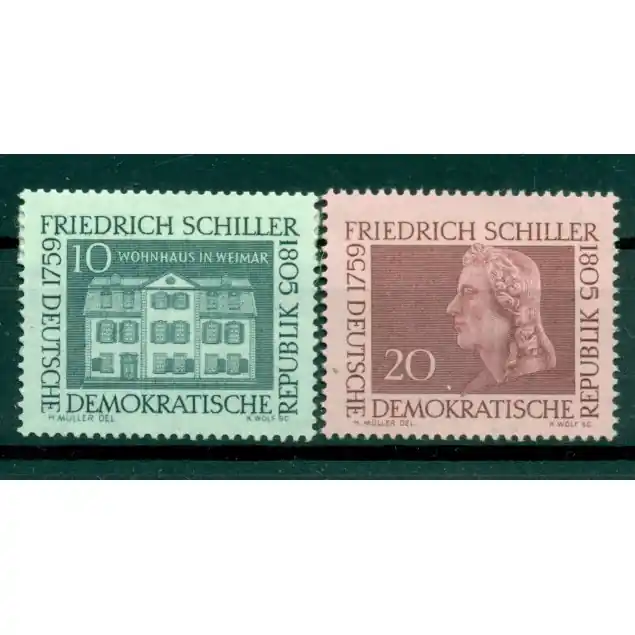 Allemagne - RDA 1959 - Y & T n. 449/50 - Friedrich von Schiller (Michel n. 733/34) Dernière Chance