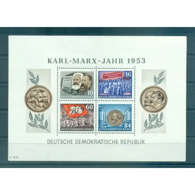 Allemagne - RDA 1953 - Y & T feuillet n. 2/3 - Karl Marx (Michel n. 8/9) (i) Produit De Marque
