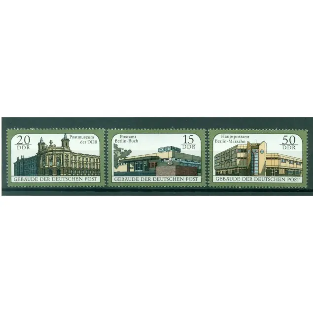 Original Allemagne - RDA 1988 - Y & T n. 2758/60 - Bâtiments des Postes de la RDA  (Michel n. 3145/47)