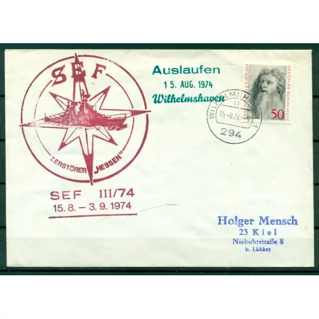 Allemagne 1974 - Enveloppe destroyer Hessen Artisanat