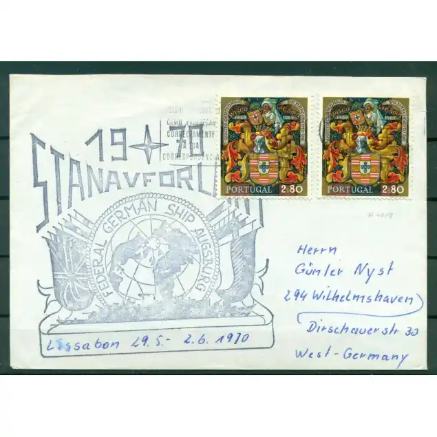 Allemagne 1970 - Enveloppe frégate Augsburg Certifié