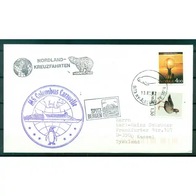 Norvège 1992 - Enveloppe bateau de croisière "Columbus Caravelle" - Spitzberg Livraison Mondiale