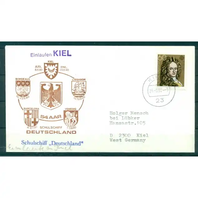 Allemagne 1980 - Enveloppe trois-mâts carré Deutschland Dernier Modèle