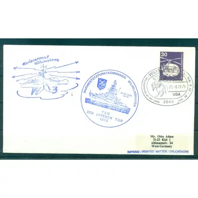 Usine Directe Allemagne 1976 - Enveloppe commande de la base navale de Wilhelmshaven