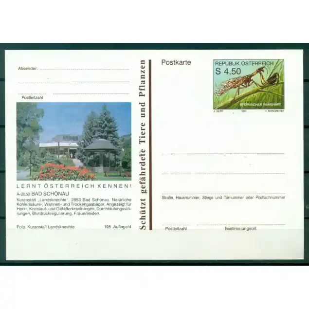 Authentique Autriche  1991 - Entier postal  Bad Schonau - 4,50 S