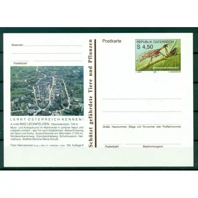 Autriche  1991 - Entier postal  Bad Leonfelden - 4,50 S Pas Cher