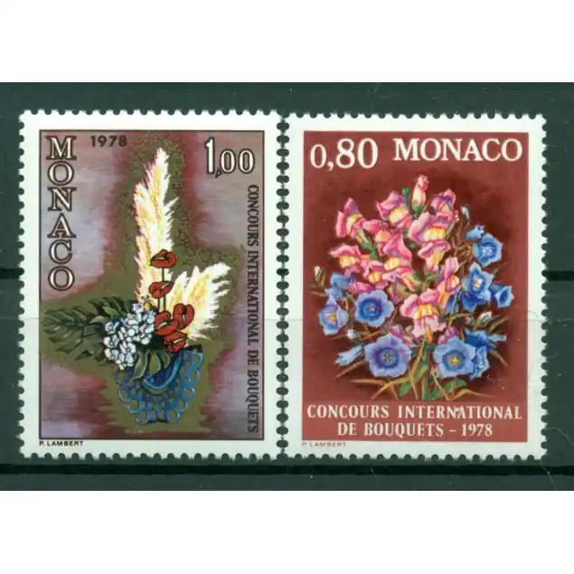 Monaco 1977 - Y & T  n. 1115/16 - Concours international de bouquets Artisanat