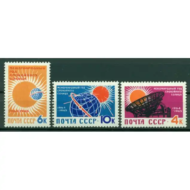 URSS 1964 - Y & T n. 2768/70 - Année géophysique 1964/65 (Michel n. 2862/64) Nouvelle Collection