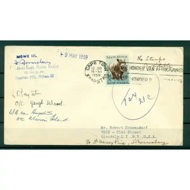 Afrique du Sud 1959 - Y & T n. 205 - Expédition 1959 du navire Möwe III (Antarctique) Premium