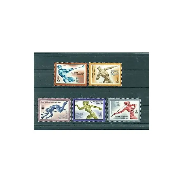 URSS 1980 - Y & T n. 4675/79 - Jeux olympiques de Moscou (Michel n. 4932/36) Prix Cassé