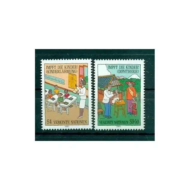 Nations Unies Vienne 1987 - Y & T n. 77/78 -  Vaccinez tous les enfants Fait Main